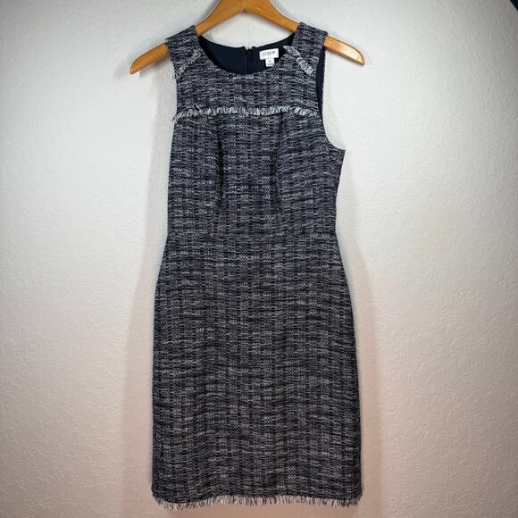 Women's J. Crew Navy with Metallic Thread Tweed Sleeveless‎ Dress Size 0 - Picture 2 of 9